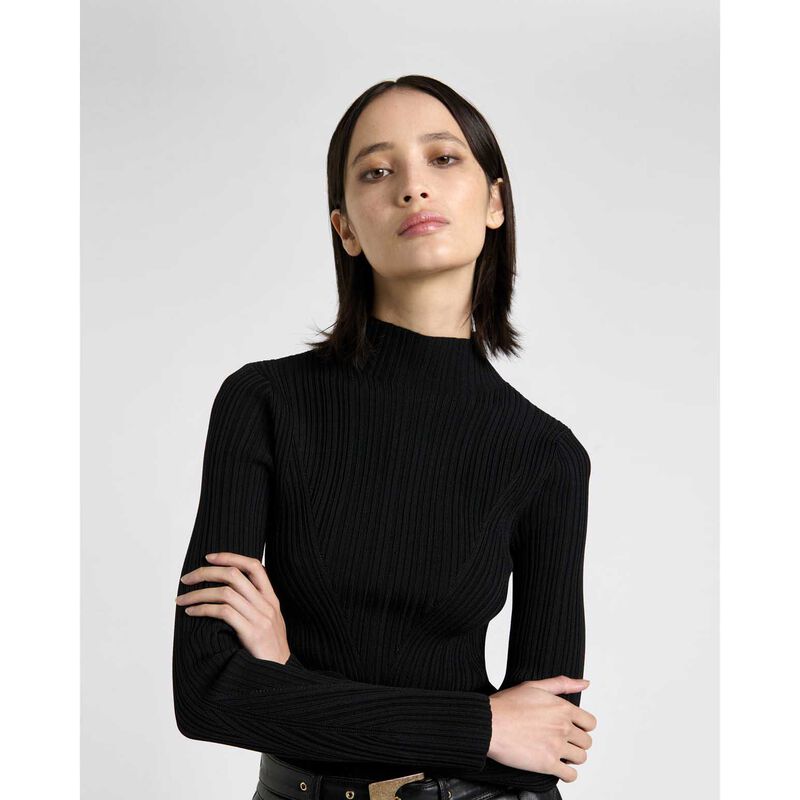 Cue Two Tone Engineered Rib Knit image number 6